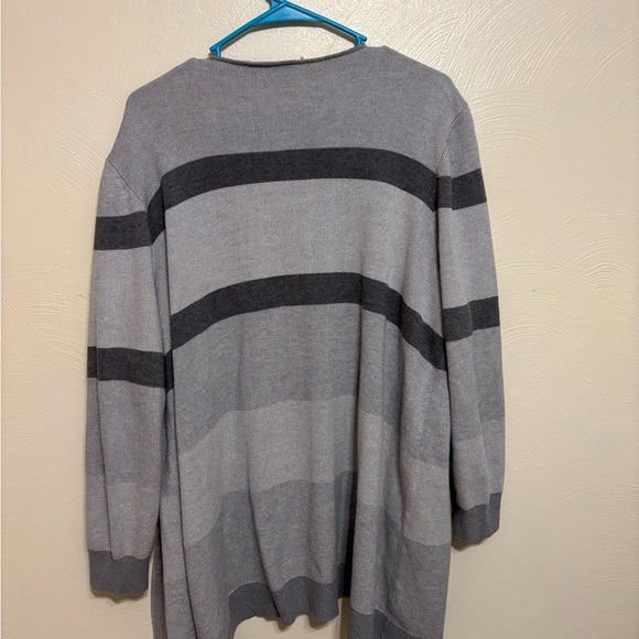 Lane Bryant Gray Stripe Open Front Cardigan Sweater 18/20 Plus Size Cozy Pockets - Picture 7 of 7